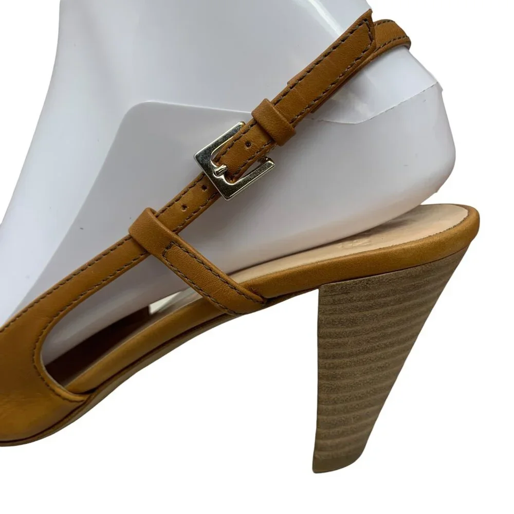 BALLY Switzerland Cognac Leather‎ Slingback Heels